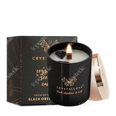 Crystallove Black Obsidian Soy Candle & Oud Świeca sojowa z czarnym obsydianem 220 g