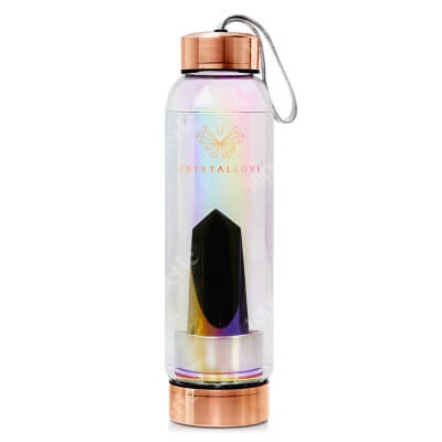 Crystallove Butelka z Kryształem Obsydianem - Hologram Odpycha negatywną energię 550 ml