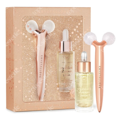 Crystallove Clear Quartz 3D Lift and Sculpt Set ZESTAW Liftingujący masażer 1 szt. + Serum z kryształem górskim i opuncją figową 30 ml