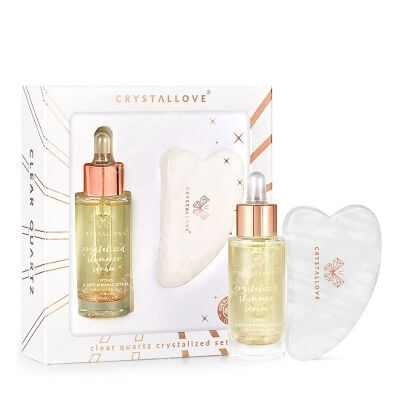 Crystallove Clear Quartz Crystalized Set ZESTAW Kamień o najsilniejszych właściwościach oczyszczających 1 szt. + Serum z kryształem górskim 30 ml