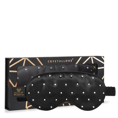 Crystallove Crystalized Silk Eye Mask Jedwabna opaska na oczy zdobiona kryształkami (kolor Black) 1 szt