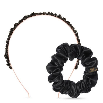 Crystallove Obsydian Energy Hair Set ZESTAW Opaska 1 szt + Gumka jedwabna (czarna) 1 szt