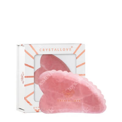 Crystallove Płytka 3D do masażu Gua Sha z Kwarcu Różowego Karbowana Natychmiastowy efekt masażu i drenażu limfatycznego 1 szt.