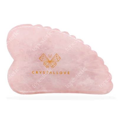 Crystallove Płytka 3D do masażu Gua Sha z Kwarcu Różowego Karbowana Natychmiastowy efekt masażu i drenażu limfatycznego 1 szt.