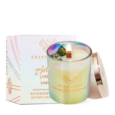 Crystallove Rainbow Fluorite Soy Candle & Champagne Świeca sojowa z fluorytem tęczowym 220 g