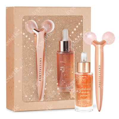 Crystallove Rose Quartz 3D Lift and Sculpt Set ZESTAW Liftingujący masażer 1 szt. + Serum z kwarcem różowym i bisabololem 30 ml