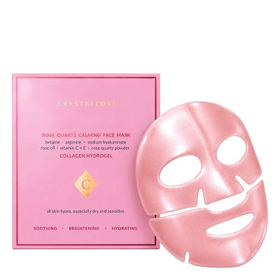 Crystallove Rose Quartz Calming Face Mask Hydrożelowa kojąca maska do twarzy z kwarcem różowym, kolagenem i kwasem hialuronowym 1 szt
