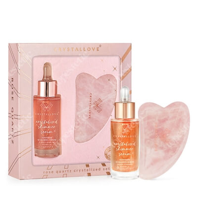 Crystallove Rose Quartz Crystalized Set ZESTAW Kamień miłości 1 szt. + Serum z kwarcem różowym 30 ml