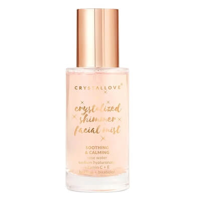 Crystallove Rose Quartz Shimmer Facial Mist Łagodząca mgiełka do twarzy z kwarcem różowym i różą 100 ml
