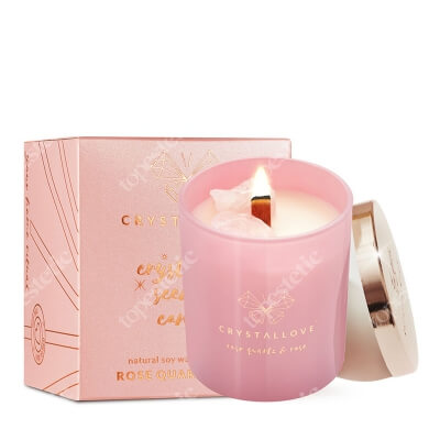 Crystallove Rose Quartz Soy Candle & Rose Świeca sojowa z różowym kwarcem 220 g