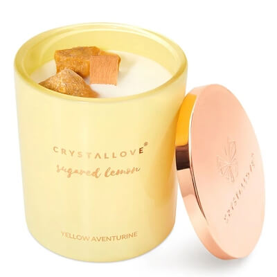 Crystallove Świeca Sojowa Świeca sojowa z awenturynem Sugared Lemon 400 g