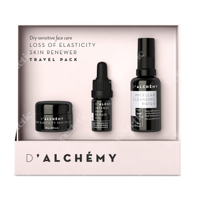Dalchemy Loss of Elasticity Skin Renewer Travel-Pack ZESTAW Skóra sucha i wrażliwa, krem 15 ml + Olejek 5 ml + Woda micelarna 30 ml