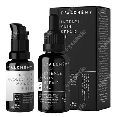 Dalchemy Intense Skin Repair Oil + Neck &amp; Décolletage Wrinkle Refill Mini ZESTAW Intensywnie regenerujący olejek do twarzy 30 ml + Wypełniacz zmarszczek do szyi i dekoltu 20 ml