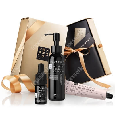 Dalchemy Luxury Christmas Set ZESTAW Oczyszczający żel do mycia twarzy 125 ml + Spektakularny krem do rąk 30 ml + Intensywnie regenerujący olejek do twarzy 5 ml