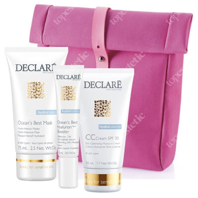 Declare CC Cream Set ZESTAW Maska nawilżająca 75 ml + Krem CC SPF 30 50 ml + Hialuronowy booster 15 ml + Różowa torba 1 szt