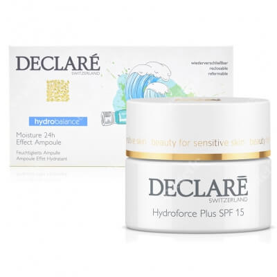 Declare Hydro Balance Moisture 24h Effect Ampoule + Hydroforce Cream Plus SPF 15 ZESTAW Hydro Balance Ampułki nawilżające 7x 2,5 ml + Hydroforce Krem nawilżający Plus SPF 15 50 ml