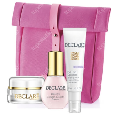 Declare Lifting Set ZESTAW Krem liftingujący na dekolt 50 ml + Booster z kolagenem i elastyną 50 ml + Krem przeciwzmarszczkowy 15 ml + Różowa torba 1 szt