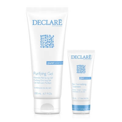 Declare Oil and Normal Skin Set ZESTAW Krem normalizujący do skóry mieszanej i tłustej 50 ml + Oczyszczający żel do mycia twarzy 200 ml