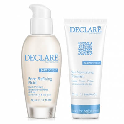 Declare Pore Refining Fluid + Skin Normalizing Treatment Cream ZESTAW Żel redukujący wydzielanie sebum i zwężający pory 50 ml + Krem normalizujący do skóry mieszanej i tłustej 50 ml