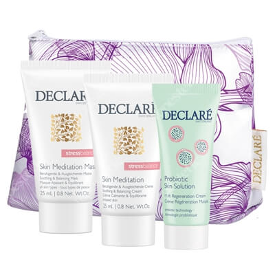 Declare Spring Regeneration Set ZESTAW Krem regenerujący 15 ml + Krem kojący 25 ml + Maska łagodząca 25 ml + Kosmetyczka 1 szt