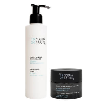 Derm Acte Shine Bright Set ZESTAW Tonik rozjaśniający skórę z witaminą C 200 ml + Multiwitaminowy krem nawilżający 50 ml