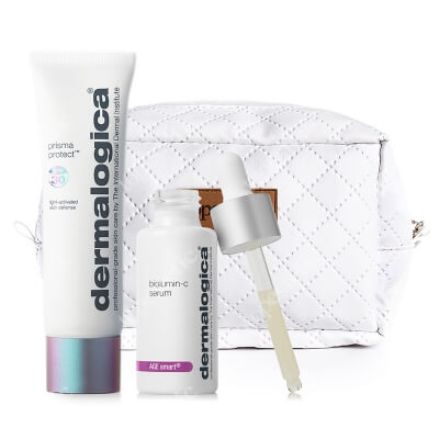 Dermalogica BioLumin-C Serum + Prisma Protect SPF 30 ZESTAW Rozjaśniające serum z witaminą C, 30 ml + Wielozadaniowy krem ochronny z SPF30 50 ml + Kosmetyczka