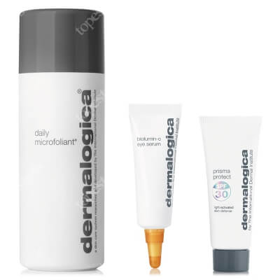 Dermalogica Blask i Nawilżenie ZESTAW Wielozadaniowy krem ochronny z SPF30 7 ml + Energizujące serum na skórę wokół oczu z wit C 6 ml + Enzymatyczny puder ryżowy 74 g