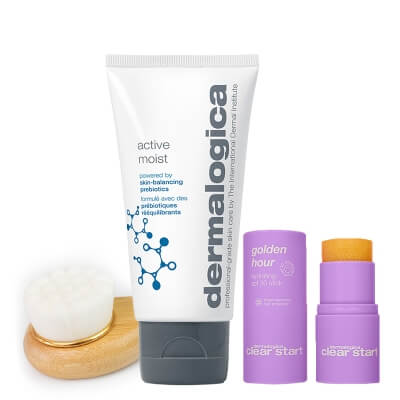 Dermalogica Clear Balance SPF ZESTAW Lekki krem do skóry tłustej i mieszanej 100 ml + Rozświetlająco-nawilżający sztyft SPF 30 19 g + Szczotka do mycia twarzy 1 szt
