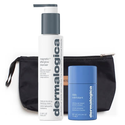 Dermalogica Daily Milkfoliant + Magnetic Afterglow Cleanser ZESTAW Łagodzący puder złuszczający 13 g + Kremowy produkt oczyszczający 150 ml + Kosmetyczka 1 szt