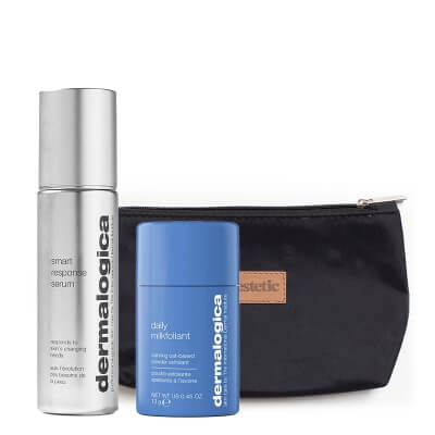 Dermalogica Daily Milkfoliant + Smart Response Serum ZESTAW Łagodzący puder złuszczający 13 g + Wielofunkcyjne serum do twarzy 30 ml + Kosmetyczka 1 szt