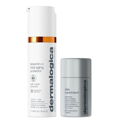 Dermalogica Daily Superfoliant + BioLumin-C Heat Aging Protector SPF 50 ZESTAW Wysoce aktywny puder złuszczający 13 g + Codzienny krem nawilżający z SPF 50 50 ml