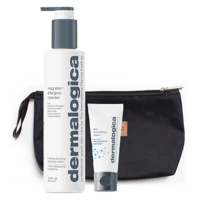 Dermalogica Skin Smoothing Cream + Magnetic Afterglow Cleanser ZESTAW Krem odżywczy do skóry normalnej i suchej 15 ml + Kremowy produkt oczyszczający 295 ml + Kosmetyczka 1 szt