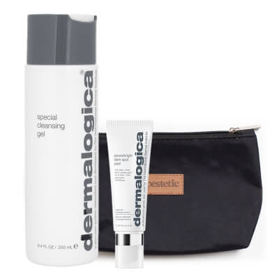 Dermalogica Special Cleansing Gel + PowerBright Dark Spot Peel ZESTAW Żel 250 ml + Peeling redukujący przebarwienia 50 ml + Kosmetyczka 1 szt