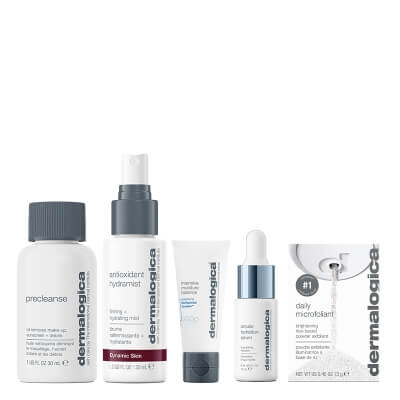 Dermalogica Travel Set ZESTAW Olejek 30 ml + Puder ryżowy 13 g + Antyoksydacyjna mgiełka 30 ml + Serum nawilżające 10 ml + Krem odżywczy 15 ml