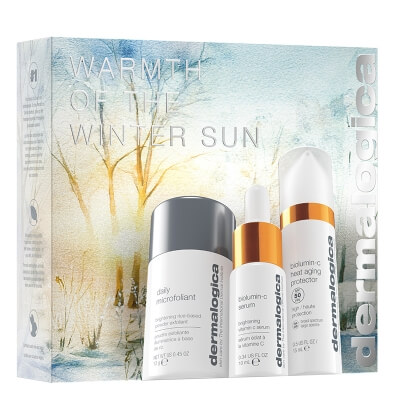 Dermalogica Warmth of The Winter Sun ZESTAW Enzymatyczny puder ryżowy 13 g + Rozjaśniające serum z witaminą C 10 ml + Codzienny krem nawilżający z SPF 50 15 ml