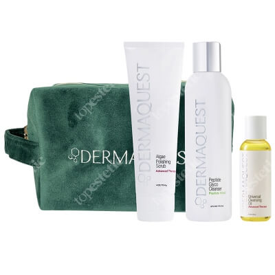 Dermaquest 3 Steps Cleansing ZESTAW Olejek myjący do twarzy i oczu 60 ml + Emulsja do mycia z kwasem glikolowym [15%] i peptydami 177 ml + Peeling do twarzy, ciała i ust 113 ml