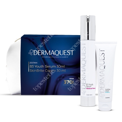 Dermaquest B3 Youth Serum + SkinBrite Cream ZESTAW Odmładzające serum z witaminą B3 30 ml + Przeciwstarzeniowy krem 30 ml + Kosmetyczka