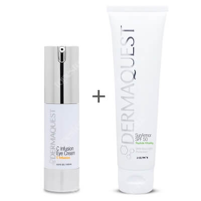 Dermaquest C Infusion Eye Cream + SunArmor SPF50 ZESTAW Przeciwstarzeniowy krem pod oczy 14,8 ml + Przeciwstarzeniowy krem z najwyższą ochroną mineralną SPF50 57 ml