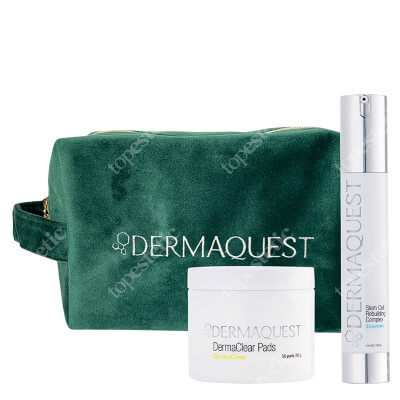 Dermaquest DermaClear Pads + Stem Cell Rebuilding Complex ZESTAW Seboregulujący domowy peeling chemiczny 50 pads / 85 g + Serum ujędrniające i nawilżające 30 ml + Kosmetyczka