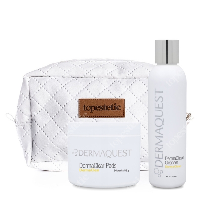 Dermaquest DermaClear Set ZESTAW Peeling chemiczny 50 pads / 85 g + Żel do mycia skóry 177,4 ml + Kosmetyczka