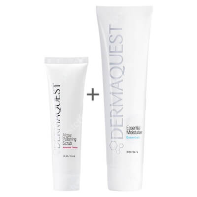 Dermaquest Essential Moisturizer New + Algae Polishing Scrub ZESTAW Kojący krem nawilżająco-odżywczy 56,7 g + Peeling oczyszczająco - wzmacniający do twarzy, ust i ciała 30 ml
