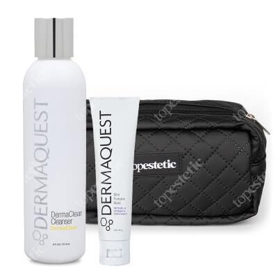 Dermaquest Mini Pumpkin Mask + DermaClear Cleanser + Kosmetyczka Topestetic ZESTAW Terapeutyczna maska dyniowa 57 ml + Antybakteryjno-enzymatyczny żel do mycia skóry z kwasem migdałowym 177,4 ml + Czarna, duża 1 szt
