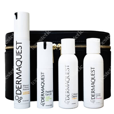 Dermaquest Royal Glow Skincare Set ZESTAW Olejek myjący do twarzy i oczu 60 ml + Wzmacniający żel do mycia 60 ml + Remodelujace serum 29,6 ml + Liftingujący krem pod oczy 14,8 ml