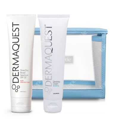 Dermaquest SkinBrite Cream + Sheer Zinc Tinted Broad Spectrum SPF 30 Nude ZESTAW Przeciwstarzeniowy krem rozjaśniająco-wybielający 57 ml + Terapeutyczny krem BB z cynkiem 57 ml + Kosmetyczka 1 szt