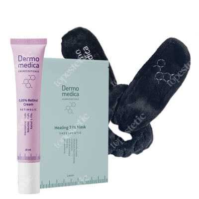 Dermomedica 0.05% Retinal Cream + Healing TRX Mask + Opaska Kosmetyczna ZESTAW Krem z retinalem 30 ml + Nanocelulozowa maska terapeutyczna 1 szt + Czarna 1 szt