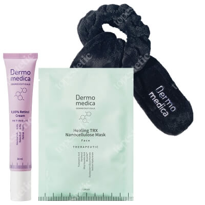 Dermomedica 0.05% Retinal Cream + Healing TRX Mask + Opaska Kosmetyczna ZESTAW Krem z retinalem 30 ml + Nanocelulozowa maska terapeutyczna 1 szt + Czarna 1 szt