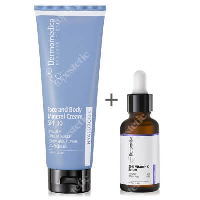 Dermomedica 20% Vitamin C Serum + Face and Body Mineral Cream SPF30 ZESTAW Aktywne serum z 20% witaminą C i kwasem ferulowym 30 ml + Krem do twarzy i ciała 227 ml