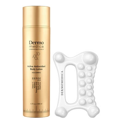 Dermomedica Active Antioxidant Body Lotion + Dermo Sculpt Gua Sha ZESTAW Aktywny koncentrat odmładzający ciało o konsystencji mleczka 200 ml + Ceramiczny masażer do twarzy i ciała 1 szt