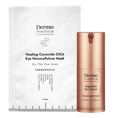 Dermomedica Argireline Eye Cream + Healing Ceramide Cica Eye Pads ZESTAW Liftingujący krem przeznaczony do pielęgnacji delikatnej skóry okolic oczu 15 ml + Nanocelulozowe płatki pod oczy o działaniu gojącym