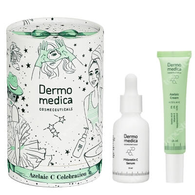 Dermomedica Azelaic C Celebration Set ZESTAW Serum z witaminą C, Argireliną®, floretyną i kwasem ferulowym 30 ml + Krem z kwasem azelainowym, witaminą E i heksylorezorcynolem 15 ml